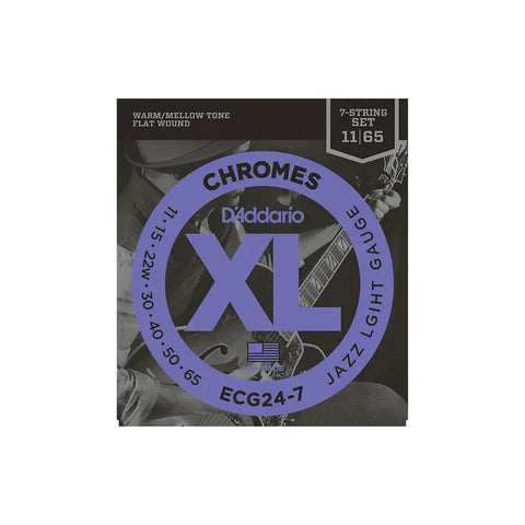 Cuerdas D'addario Flatwound Para Guitarra Eléctrica De 7 Cuerdas, Jazz Light 11-65