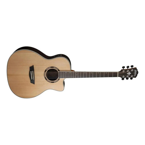 Guitarra Acústica Washburn Apprentice Ag70ce Natural Tapa Abeto Brillante Diestro