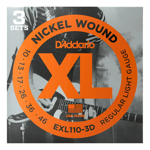 D'addario Cuerdas Guitarra Eléctrica 6 Cuerdas, Paquete 3