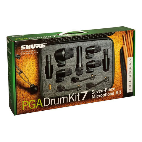 Pack Original De 7 Microfonos Para Bateria Shure Pgadrumkit7 Negro
