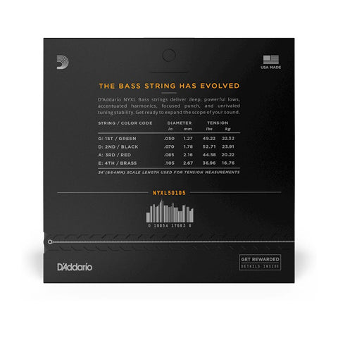 Juego De 4 Cuerdas Para Bajo (50-105) Daddario Nyxl50105