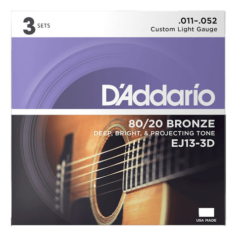 Paquete 3 Cuerdas P/guitarra Acústica Daddario Ej13 3-pack