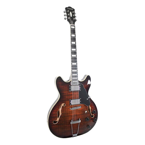 Guitarra Eléctrica Mars Hollowbody 335 Classic Bro De 6 Cuerdas En Marrón Oscuro Diestro Palo De Rosa