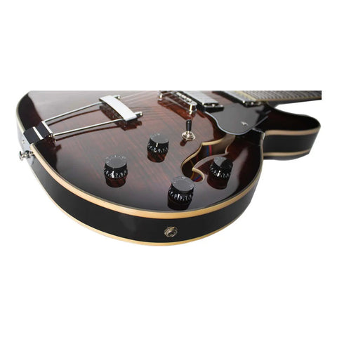 Guitarra Eléctrica Mars Hollowbody 335 Classic Bro De 6 Cuerdas En Marrón Oscuro Diestro Palo De Rosa