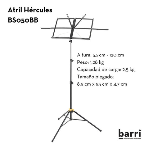Atril Hercules 3 Partes Reforzado Con Funda Bs050bb
