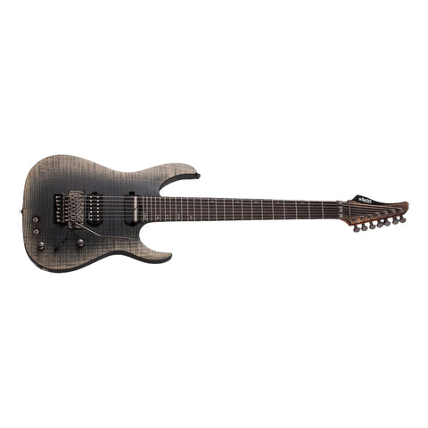 Guitarra Schecter Banshee Mach-7 Fr-s Fallout Burst Diestro Gris Oscuro Ébano