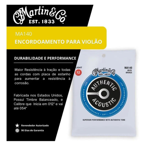 Martin Ma140, Cuerdas Para Guitarra Acústica 80/20 Light