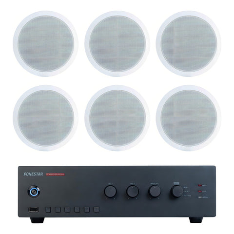 Sistema Amplificador Fonestar Pack Ahorro 150 60 W Rms 4 Bocinas 100 V Negro