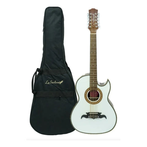Bajo Quinto Electroacústico La Sevillana Bq238ceq Top White Diestro Blanco