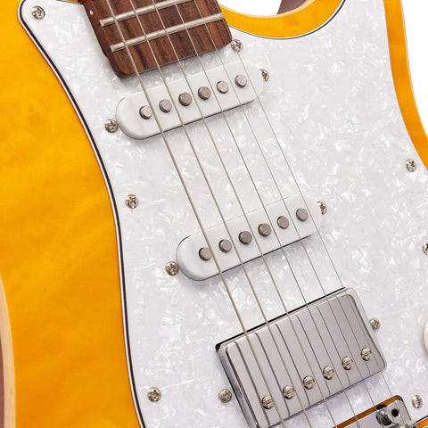 Guitarra Eléctrica Con Case Serie Unique Babilon Leggend-am Color Amarillo