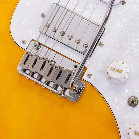 Guitarra Eléctrica Con Case Serie Unique Leggend-am Babilon Color Amarillo
