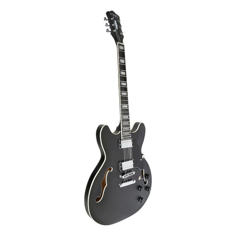 Guitarra Eléctrica Mars Hollowbody 335 Satin De 6 Cuerdas, Gris Oscuro Diestro Palo De Rosa