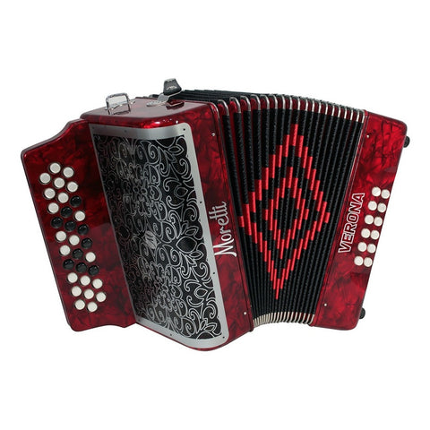 Acordeón Rojo De 31 Botones Tono De Fa Moretti Verona Fbbeb