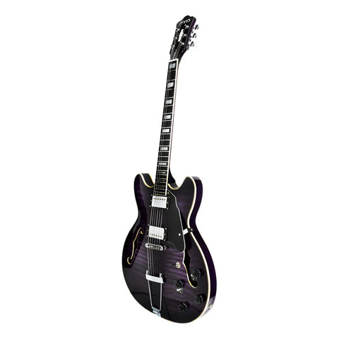 Guitarra Eléctrica 6 Cuerdas Mars Hollowbody 335 Custom Ppl Color Púrpura Material Del Diapasón Palo De Rosa Orientación De La Mano Diestro