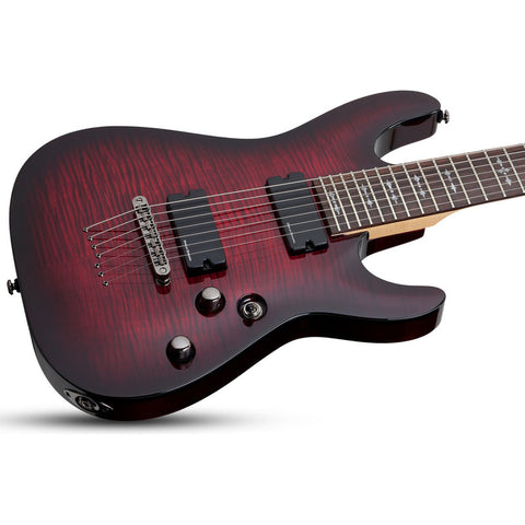 Guitarra 7 Cuerdas Schecter Demon-7 Crimson Red Burst Diestro Rojo Maple