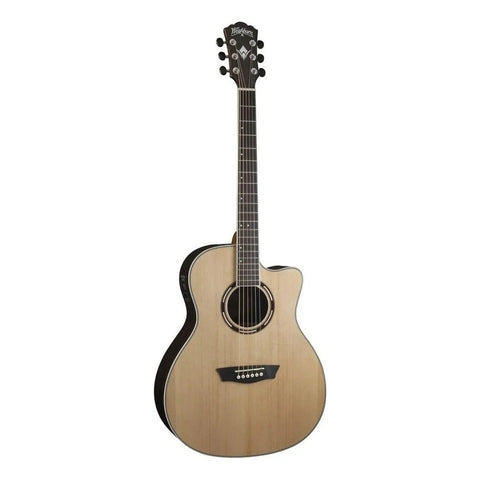 Guitarra Acústica Washburn Apprentice Ag70ce Natural Tapa Abeto Brillante Diestro