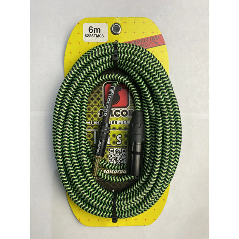Cable Tejido Plug 6.3mm Plug Xlr Macho Solcor 5226tm06 6m.