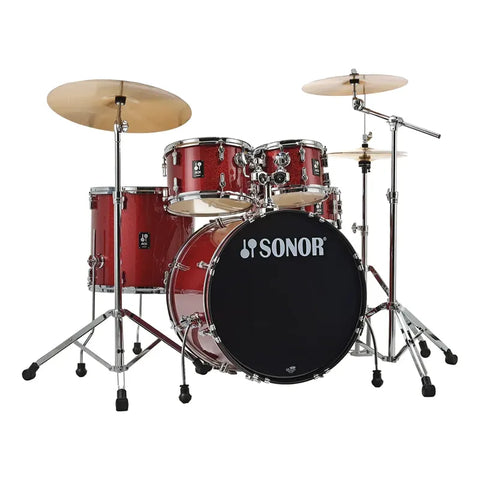 Bateria 5 Pz Sonor C/platillos Aqx Studio Set Red Moon Spark Rojo