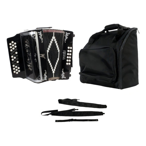 Moretti Turin Blk Acordeón De Botones Tono Sol Funda Correas Color Negro