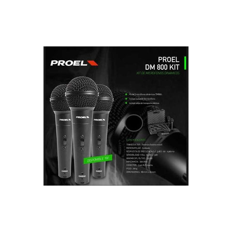 Micrófono Dinámico Proel Dm800kit Cardioide Para Presentaciones En Vivo