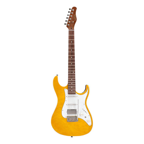 Guitarra Eléctrica Con Case Serie Unique Leggend-am Babilon Color Amarillo