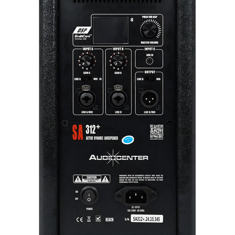 Bafle Activo Audiocenter Sa312+ 12  2000w Bluetooth Negro