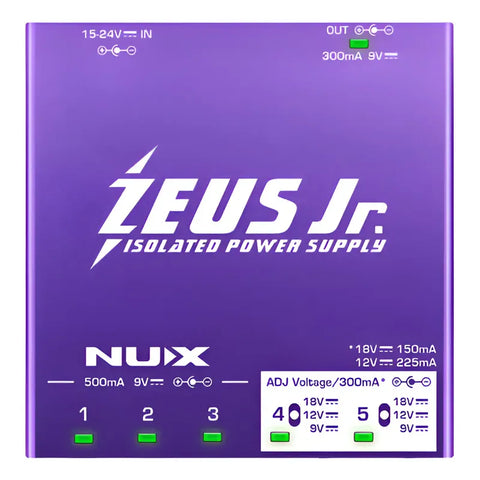 Fuente De Alimentación Para Pedales Nux Zeus Jr 9v A 18v 6 Salidas Aisladas