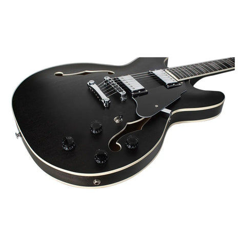 Guitarra Eléctrica Mars Hollowbody 335 Satin De 6 Cuerdas, Gris Oscuro Diestro Palo De Rosa