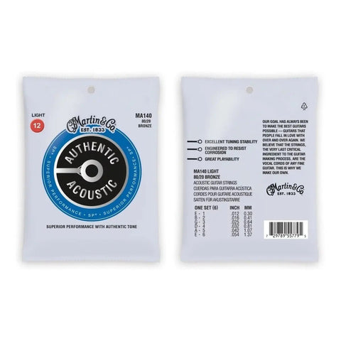 Martin Ma140, Cuerdas Para Guitarra Acústica 80/20 Light