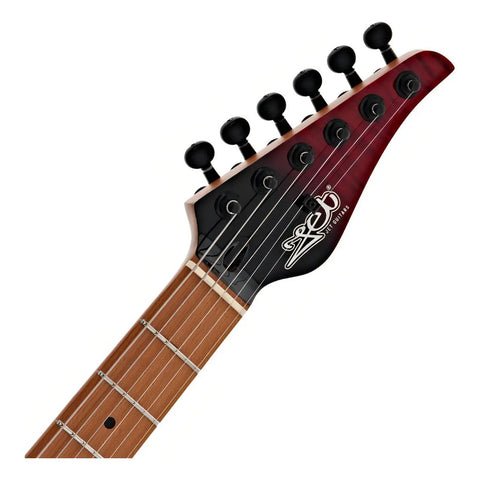 Guitarra Eléctrica Jet Guitars Js-1000v Volcano Transparente Red Para Diestros Diestro