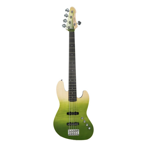 Bajo Eléctrico Mars Jb-5 Deluxe Activo  5 Cuerdas Green Diestro Verde