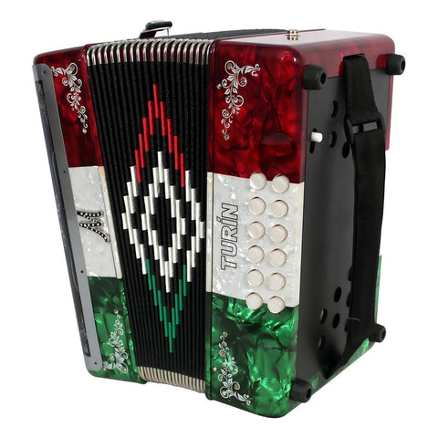 Acordeón Moretti Turin 12 Bajos 31 Botones Tono Fa Bandera