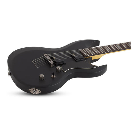 Guitarra Eléctrica Schecter Demon Series S-ii Double-cutaway De Tilo Satin Black Con Diapasón De Wengué