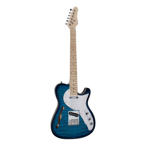 Guitarra Eléctrica 6 Cuerdas Mars Hollowbody Color Azul Material Del Diapasón Arce Orientación De La Mano Diestro