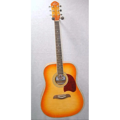Guitarra Acústica Estilo Dreadnought Oscar Schmidt Og2f Ysb Naranja Claro Derecha