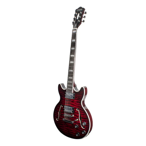 Guitarra Eléctrica 6 Cuerdas Mars Jazzs Jazz Satin Red Color Rojo Material Del Diapasón Arce Orientación De La Mano Diestro