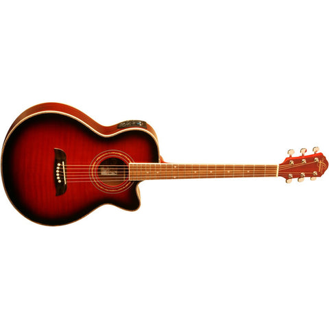 Guitarra Electroacústica Concierto Oscar Schmidt Og10cef Trd Flame Trans Red Derecha