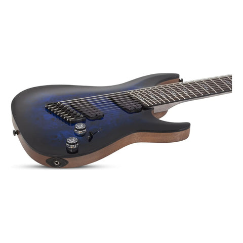 Guitarra 8 Cuerdas Schecter Omen Elite-8 Multiscale Blue Bur Diestro Azul Palo De Rosa