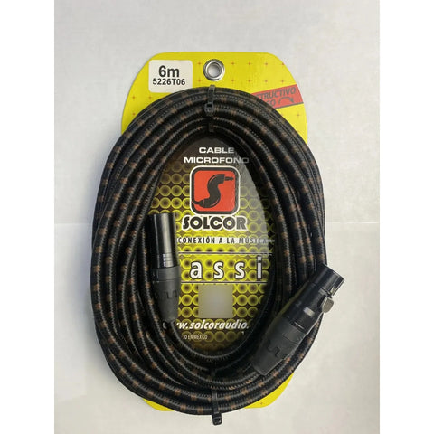 Cable Tejido Micrófono Xlr Color Combinado Solcor 5226t06 6m