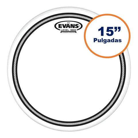 Evans B15ec2s Parche 15 Pulgadas Transparente P/ Tom Batería