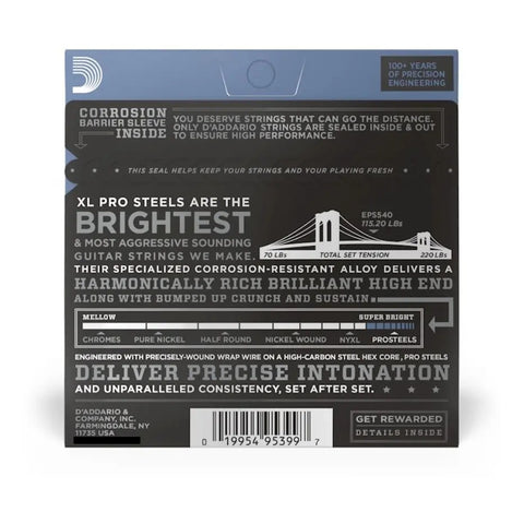 Juego De Cuerdas P/ Guitarra Eléctrica 10-52 D'addario Eps540