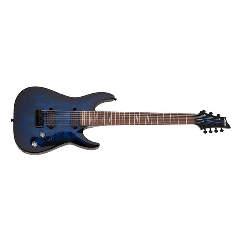 Guitarra Eléctrica Schecter De Caoba See-thru Blue Burst Con Diapasón De Palo De Rosa