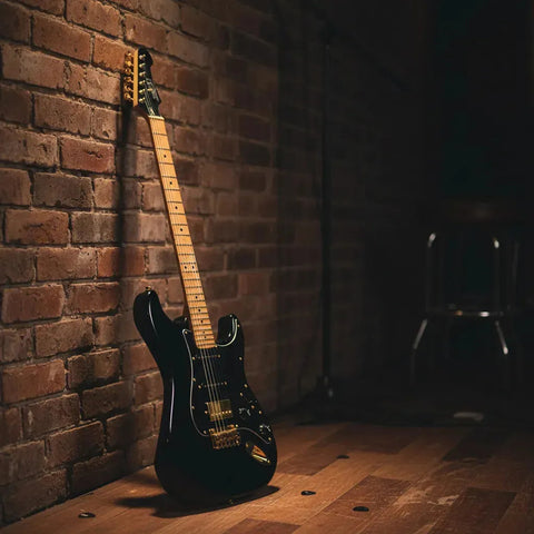 Guitarra Electrica Jet Guitars Js400 Black Maquinaria Dorada Diestro Negro
