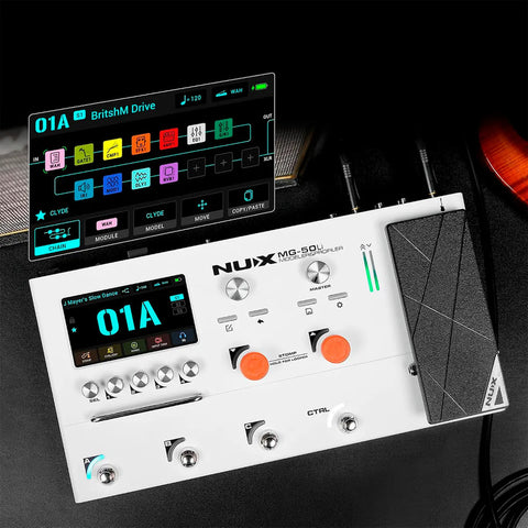 Nux Mg-50li  Procesador Multiefectos Modelado Guitarra Blan Blanco