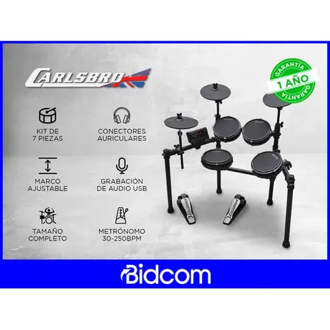 Batería Electrónica Carlsbro Mesh Csd25m + Accesorios Color Negro