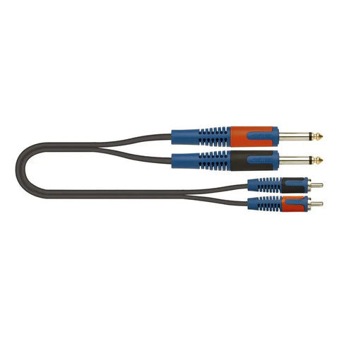 Cable Adaptador Quiklok 2 Jack Mono 6.3 A 2 Rca 1m Negro