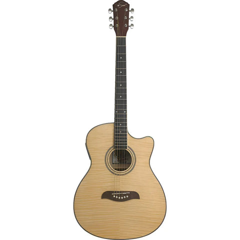 Guitarra Electroacústica Color Natural, Oscar Schmidt Oacef Natural Derecha
