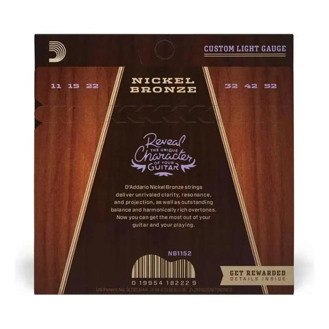 Cuerdas De Nickel P/ Guitarra Acústica 11-52 D'addario Nb1152