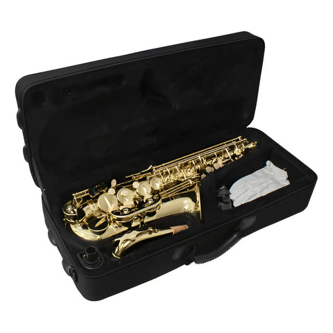 Saxofon Alto Laqueado C/estuche Ligero Maxima Kfas-100g Color Dorado
