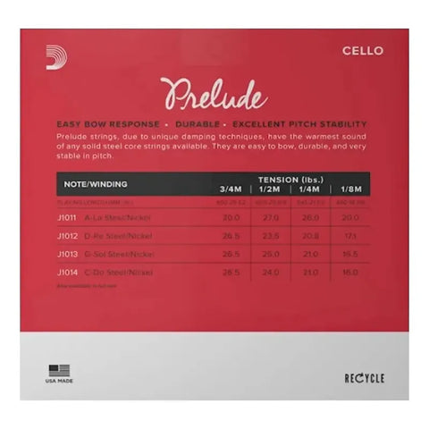 Cuerda Individual Re Violonchelo Prelude D'addario J1012 3/4m